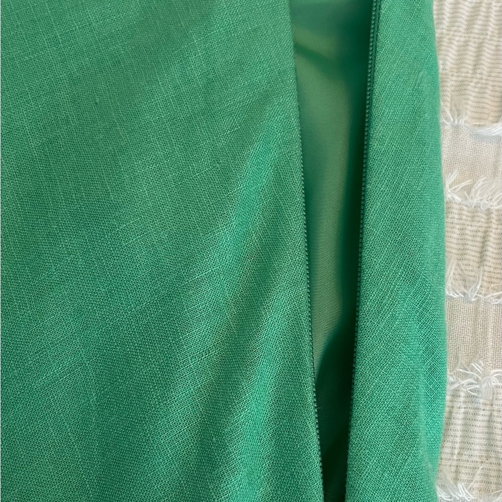 Apostrophe women’s linen blend midi A-line paisley embroidered skirt in green. - Picture 5 of 7